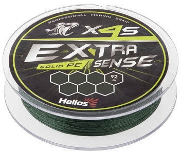 Леска плетеная Helios Extrasense X4S PE Green 92м 0.16мм (зеленая)
