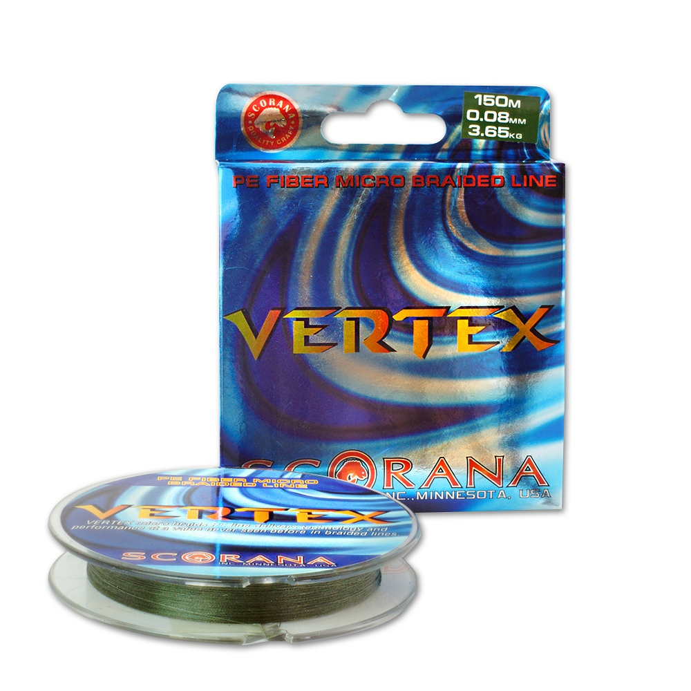 Леска плетеная Scorana Vertex 150м 0,08мм темно-зеленая