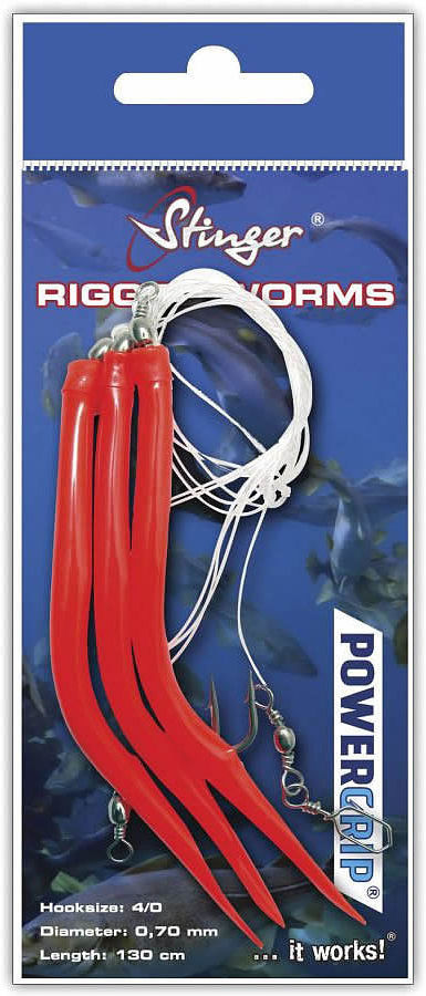 Сабики Stinger Rigged Worms 4/0 0.70мм Fl.Red