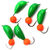 Мормышка безнасадочная Яман Банан зеленый 3мм (0.5г) шарик оранжевый неон (5шт)