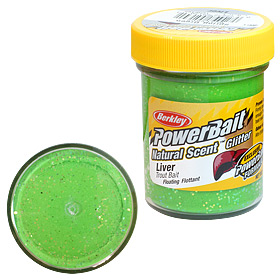 Паста форелевая Berkley Powerbait Natural Scent Glitter Trout Bait (50г) Liver Spring Green