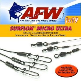 Поводок оснащенный AFW Surflon Micro Ultra Black 1x19 5кг 15см