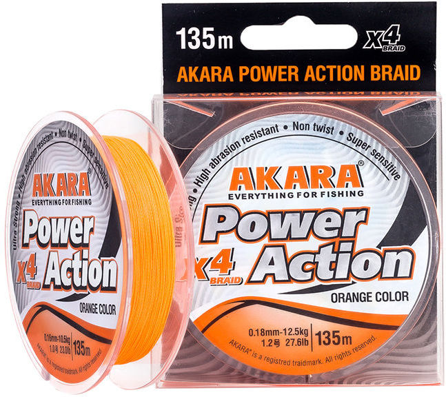 Шнур Akara Power Action X-4 135м 0.06мм (Orange)