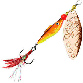 Блесна Aqua Fish Long Extra-3 с оперением (20г) 05 (желто-оранжевый флюр, медь)