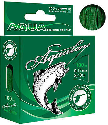 Леска плетеная Aqua Aqualon Dark-Green 100 м 0.12 мм (темно-зеленая)