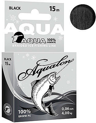 Леска плетеная Aqua Aqualon Black зимняя 15 м 0.06 мм (черная)