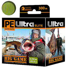 Леска плетеная Aqua PE Ultra Elite Big Game Olive 300 м 0.50 мм (оливковая)