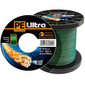 Леска плетеная Aqua PE Ultra Elite Dark Green 1500 м 0.14 мм (темно-зеленая)
