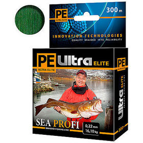 Леска плетеная Aqua PE Ultra Elite Sea Profi Dark Green 300 м 0.22 мм (темно-зеленая)