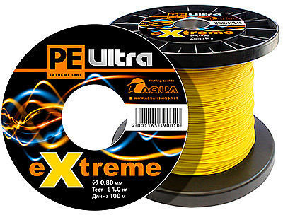 Леска плетеная Aqua PE Ultra Extreme 100 м 0.80 мм (желтая)