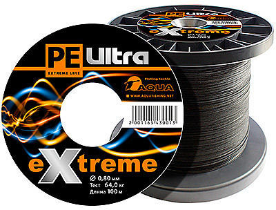 Леска плетеная Aqua PE Ultra Extreme 100 м 0.80 мм (черная)