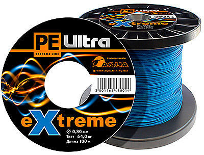 Леска плетеная Aqua PE Ultra Extreme 100 м 0.80 мм (синяя)