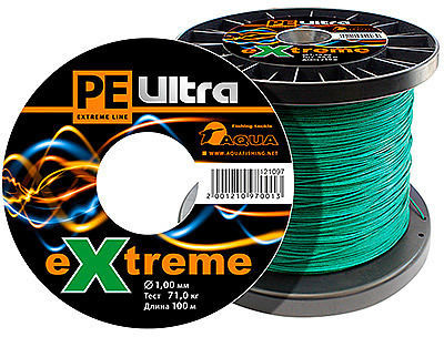 Леска плетеная Aqua PE Ultra Extreme 100 м 1.0 мм (зеленая)