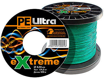 Леска плетеная Aqua PE Ultra Extreme 100 м 0.80 мм (зеленая)