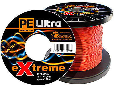 Леска плетеная Aqua PE Ultra Extreme 100 м 0.80 мм (красная)