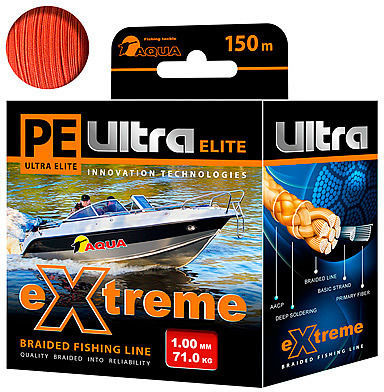 Леска плетеная Aqua PE Ultra Extreme 150 м 1.0 мм (красная)
