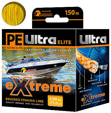 Леска плетеная Aqua PE Ultra Extreme 150 м 1.0 мм (желтая)