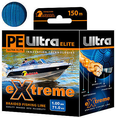 Леска плетеная Aqua PE Ultra Extreme 150 м 1.0 мм (синяя)