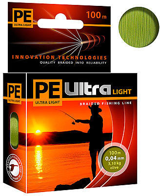 Леска плетеная Aqua PE Ultra Light Olive 100 м 0.04 мм (оливковая)