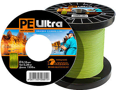 Леска плетеная Aqua PE Ultra Olive 3000 м 0.06 мм (оливковая)