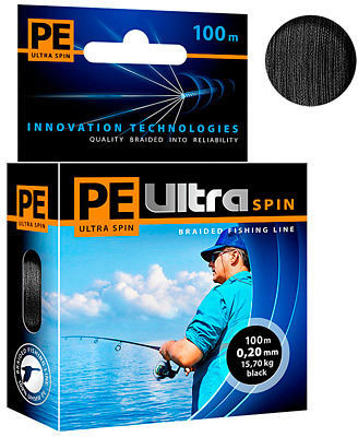 Леска плетеная Aqua PE Ultra Spin Black 100 м 0.16 мм (черная)