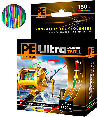 Леска плетеная Aqua PE Ultra Troll Multicolor 150 м 0.18 мм (мультиколор)