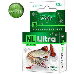 Леска зимняя Aqua NL Ultra Pike (Щука) 30 м 0.20 мм (светло-зеленая)