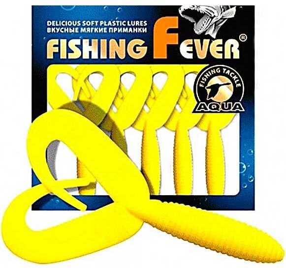 Твистер Aqua FishingFever Twix (8.5 см) 010 желтый (упаковка - 5 шт)