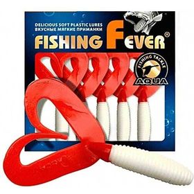 Твистер Aqua FishingFever Twix (8.5 см) 048 бело-красный (упаковка - 5 шт)