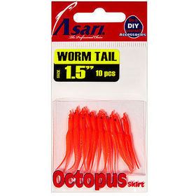 Октопус Asari Worm Tail 1.5 (3.8см) 01-Flo Red (упаковка - 10шт)