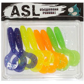 Силиконовая приманка ASL Дабл-Твистер (10см) mix3 (упаковка - 4шт)