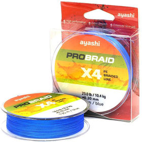 Леска плетеная Ayashi Pro Braid-X4 Blue 135м 0.10мм (голубая)