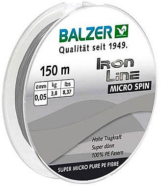 Леска плетеная Balzer Iron Line 4x Micro Spin Grey 150 m 0.05 mm (серая)