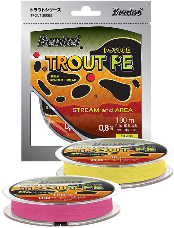 Леска плетеная Benkei Trout PE 100м (0.074мм) желтая