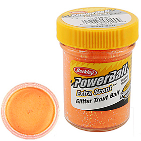 Паста форелевая Berkley Powerbait Extra Scent Glitter Trout Bait Flue Orange (50г)