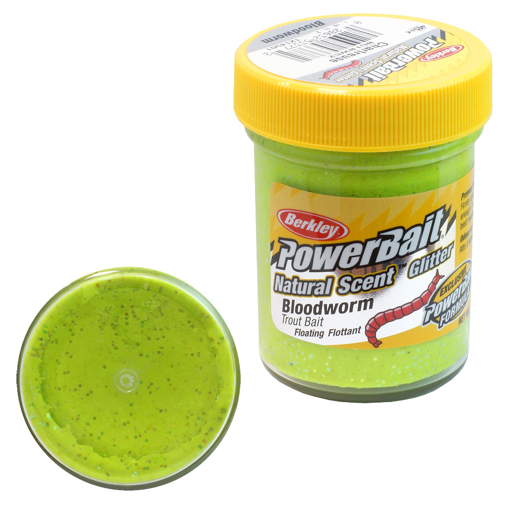 Паста форелевая Berkley Natural Scent Glitter Trout Bait (50г) Bloodworm Chartreuse