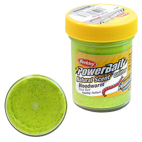Паста форелевая Berkley Natural Scent Glitter Trout Bait (50г) Bloodworm Chartreuse