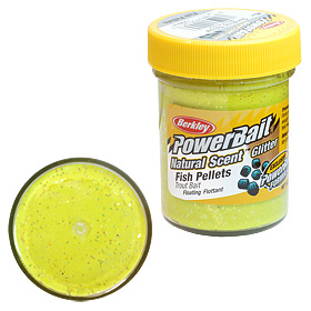 Паста форелевая Berkley Powerbait Natural Scent Glitter Trout Bait (50г) Fish Pellet Sunshine Yellow