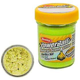 Паста форелевая Berkley Powerbait Natural Scent Glitter Trout Bait (50г) Garlic Chartreuse