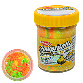 Паста форелевая Berkley Powerbait Natural Scent Glitter Trout Bait (50г) Garlic Rainbow