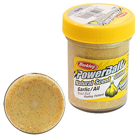 Паста форелевая Berkley Powerbait Natural Scent Glitter Trout Bait (50г) Garlic Yellow