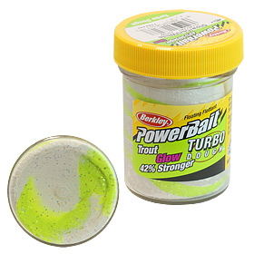 Паста форелевая Berkley Powerbait Turbo Dough Glow (50г) Chartreuse/White