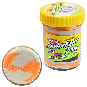 Паста форелевая Berkley Powerbait Turbo Dough Glow (50г) Orange/White