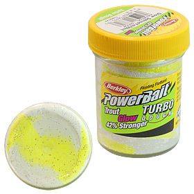 Паста форелевая Berkley Powerbait Turbo Dough Glow (50г) Yellow/White