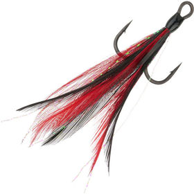 Тройник BKK с опушкой Feathered Spear 21-SS №8 Red-Black (упаковка - 3шт)