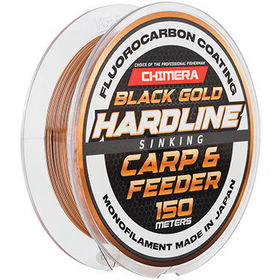 Леска Chimera Hardline Carp&Feeder Fluorocarbon Coating Sinking 150м 0.181мм (Черное/Золото)