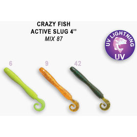 Силиконовая приманка Crazy Fish Active Slug 4 / 31-100-M87-6 / Кальмар (6 шт.)