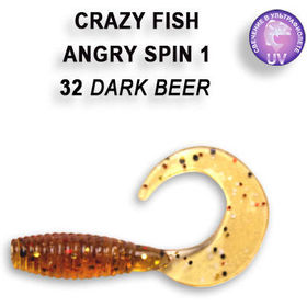 Силиконовая приманка Crazy Fish Angry Spin 1 / 20-25-32-3 / Ж.Рыба (8 шт.)