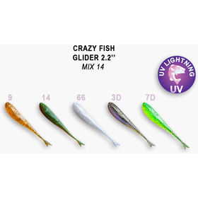 Силиконовая приманка Crazy Fish Glider 2,2 / 35-55-М14-6 / Кальмар (10 шт.)