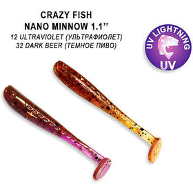 Силиконовая приманка Crazy Fish Nano Minnow 1,1 / 68-27-12/32-5 / Чеснок (16 шт.)